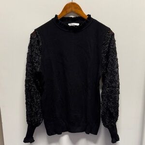 Sioni Black Lace Sleeve Sweater